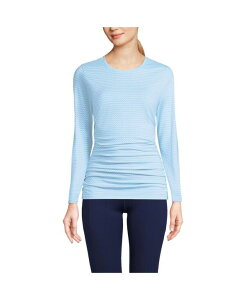 �y���������z �����Y�G���h ���f�B�[�X �V���c �g�b�v�X Women's Power Performance Long Sleeve Fitted Tee Soft sky geo stripe