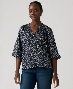 �y���������z ���[�o�C�X ���f�B�[�X �V���c �g�b�v�X Women's Phoebe V-Neck Top Deborah Floral V2 Navy Blazer