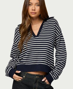 �y���������z �A�f�B�N�e�b�h ���f�B�[�X �j�b�g�E�Z�[�^�[ �A�E�^�[ Women's Copenhagen Oversized Striped Sweater Navy