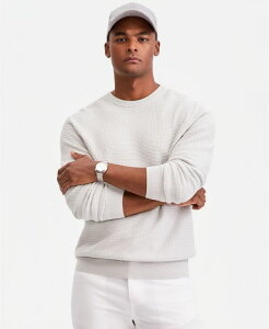 �y���������z �A���t�@�j �����Y �j�b�g�E�Z�[�^�[ �A�E�^�[ Men's Cotton Textured Crewneck Long-Sleeve Sweater Bleached Oak