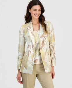 �y���������z �A���N���C�� ���f�B�[�X �W���P�b�g�E�u���]�� �A�E�^�[ Women's Jacquard Peak-Lapel One-Button Jacket Coffe Cream Melange