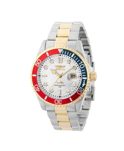 �y���������z �C���r�N�^ �����Y �r���v �A�N�Z�T���[ Men's 44707 Pro Diver Quartz 3 Hand Silver Dial Watch Gold
