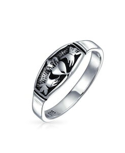 �y���������z �u�����O ���f�B�[�X �����O �A�N�Z�T���[ BFF Celtic Irish Claddagh Band Silver Ring Oxidized Sterling Silver