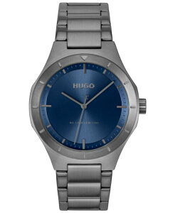 �y���������z �q���[�S�{�X �����Y �r���v �A�N�Z�T���[ Men's Lit Quartz Ionic Plated Grey Steel Watch 42mm Gray