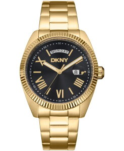�y���������z �_�i �L������ �j���[���[�N �����Y �r���v �A�N�Z�T���[ Men's Day Date Black Dial Gold-Tone Stainless Steel Bracelet Watch 41mm Black