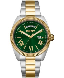 �y���������z �_�i �L������ �j���[���[�N �����Y �r���v �A�N�Z�T���[ Men's Day Date Green Dial Two-Tone Gold Stainless Steel Bracelet Watch 41mm Dark Green