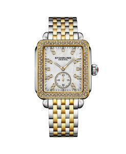 �y���������z �X�g�D�[�����O ���f�B�[�X �r���v �A�N�Z�T���[ Women s 4090 34mm Crystal-Accented Rectangular Stainless Steel Bracelet Watch with Mother-of-Pearl Dial Yellow
