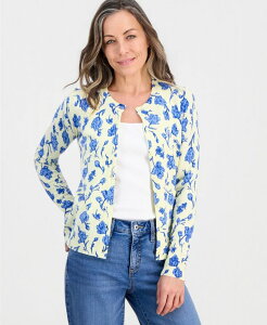 �y���������z �X�^�C���A���h�R�[ ���f�B�[�X �j�b�g�E�Z�[�^�[ �A�E�^�[ Petite Poetic Floral Button-Up Cardigan Sweater Pastel Yellow Combo