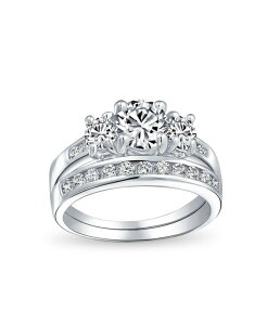 �y���������z �u�����O ���f�B�[�X �����O �A�N�Z�T���[ Classic Round 3 Stone CZ Past Present Future Promise Ring Set Band Sterling Clear