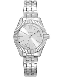 �y���������z �_�i �L������ �j���[���[�N ���f�B�[�X �r���v �A�N�Z�T���[ Women's Silver Dial Fluted Bezel Stainless Steel Bracelet Watch 30mm Silver