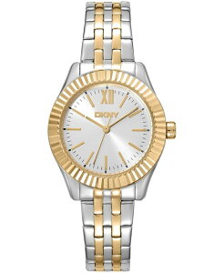�y���������z �_�i �L������ �j���[���[�N ���f�B�[�X �r���v �A�N�Z�T���[ Women's Silver Dial Fluted Bezel Two-Tone Gold Stainless Steel Bracelet Watch 30mm Silver