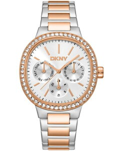 �y���������z �_�i �L������ �j���[���[�N ���f�B�[�X �r���v �A�N�Z�T���[ Women's Silver Dial Crystal Bezel Two-Tone Red Gold Stainless Steel Bracelet Multifunctional Watch 36mm Silver