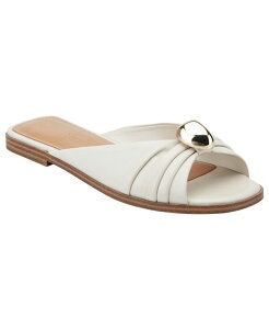 �}�[�N�E�t�B�b�V���[ ���f�B�[�X �V���[�Y �X���b�|���E���[�t�@�[ �M���U�[ �T���_�� Marc Fisher LTD Women's Dalani Ornamented Ruched Flat Slip-On Sandals Cream Leather �N���[��