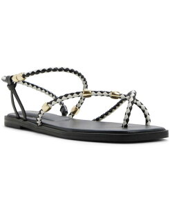 �A���h ���f�B�[�X �V���[�Y �X���b�|���E���[�t�@�[ �T���_�� ALDO Women's Loucinda Slip-On Flat Sandals Black/White Smooth �z���C�g