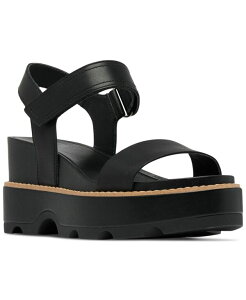 �\���� ���f�B�[�X �V���[�Y �T���_�� Sorel Women's Joanie IV Y-Strap Wedge Sandals Black/Sea Salt �u���b�N