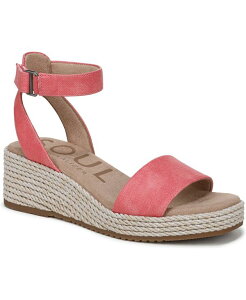 �\�E���j���g���C�U�[ ���f�B�[�X �V���[�Y �T���_�� Soul Naturalizer Women's Gloria Espadrille Wedge Sandals Coral Woven Embossed Faux Leather �R�[����