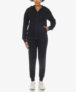 �z���C�g�}�[�N ���f�B�[�X �A���_�[�E�F�A �i�C�g�E�F�A �g���b�N�X�[�c �t���[�X White Mark Women's Fleece Lined 2-Pc. Tracksuit Set Black �u���b�N