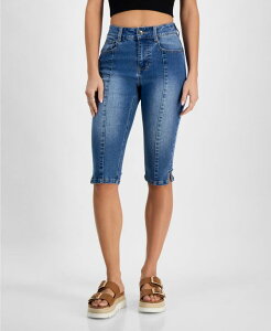 �h�[���n�E�X ���f�B�[�X �{�g���X �f�j���p���c �L���b�v �W�[���Y Dollhouse Juniors' Seam Front High-Rise Capri Jeans Medium Wash