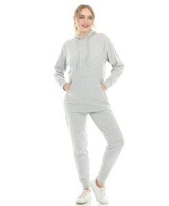 �z���C�g�}�[�N ���f�B�[�X �A�E�^�[ �p�[�J�[�E�X�E�F�b�g �p���c White Mark Women'super Soft Pullover Hoodie and Jogger Pants Heather Gray �O���[