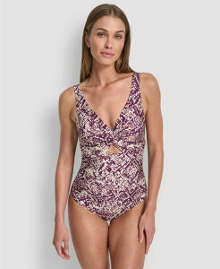 �_�i �L������ �j���[���[�N ���f�B�[�X ���� �㉺�Z�b�g DKNY Women'shirred Keyhole Detail One-Piece Swimsuit Python Port Multi Shimmer �}���`�J���[