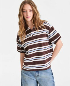 �o�[�X���[ ���f�B�[�X �g�b�v�X �V���c ���� �R�b�g�� Bar III Women'striped Cotton Short-Sleeve Rugby Shirt Macy's Exclusive Bittersweet �X�g���C�v