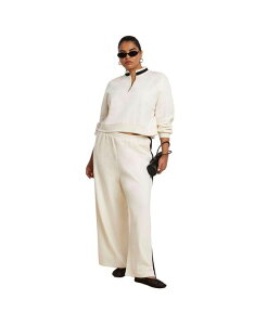 �G���N�C ���f�B�[�X �{�g���X �J�W���A���p���c ELOQUII Women'stripe Detail Sweatpant Jet stream �X�g���C�v