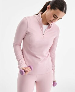 �C�f�I���M�[ ���f�B�[�X �A�E�^�[ �p�[�J�[�E�X�E�F�b�g IDeology Women'studio Quarter-Zipullover Top Macy's Exclusive Chalky Rose