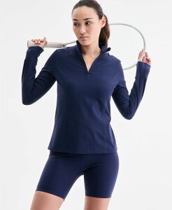 �C�f�I���M�[ ���f�B�[�X �A�E�^�[ �p�[�J�[�E�X�E�F�b�g IDeology Women'studio Quarter-Zipullover Top Macy's Exclusive Indigo Sea �C���f�B�S