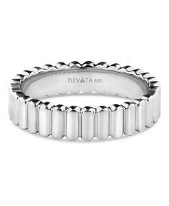 �f���@�^ ���f�B�[�X �A�N�Z�T���[ �����O ���u DEVATA Ribbed Band Ring in Rhodium Plated Sterling Silver Size Silver �V���o�[