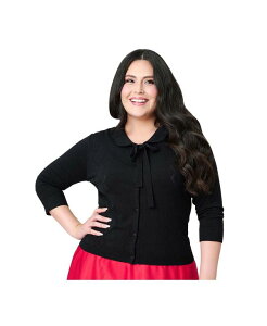 ���j�[�N�r���e�[�W ���f�B�[�X �A�E�^�[ �j�b�g�E�Z�[�^�[ �J�[�f�B�K�� �h�J Unique Vintage Women's Embroidered Cardigan Black diamond knit �u���b�N