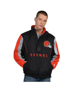 �X�^�[�^�[ �����Y �A�E�^�[ �W���P�b�g�E�u���]�� Starter Men's Black Cleveland Browns Thursday Night Gridiron Half-Zip Jacket Black Brown �u���b�N