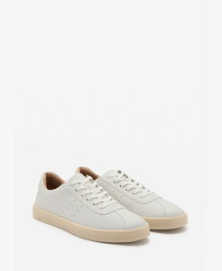 �}���S �����Y �V���[�Y �X�j�[�J�[ ���U�[ MANGO Men's Leather Panel Sneakers White �z���C�g