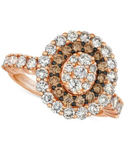 �� ���@�� ���f�B�[�X �A�N�Z�T���[ �����O Le Vian Chocolate Diamond & Nude Diamond Halo Clustering (2 ct.w.) in 14k Rose White Gold �z���C�g