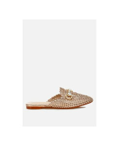 �����h�����O ���f�B�[�X �V���[�Y �T���_�� �g�[�� London Rag Womens Roboma Metallic Woven Diamante Mules Rose gold metallic weaved fabric �S�[���h