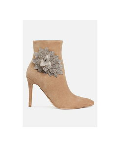 �����h�����O ���f�B�[�X �V���[�Y �u�[�c�E���C���u�[�c London Rag Womens Yarrow Rhinestones Petal Detail Boots Beige microfiber �x�[�W��