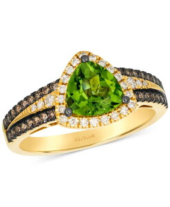 �� ���@�� ���f�B�[�X �A�N�Z�T���[ �����O Le Vian Green Apple Peridot (1-1/5 ct.w.) & Diamond (1/2 ct.w.) Trillion Halo Multirow Ring in 14k Yellow Gold �C�G���[