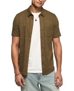 ���b�L�[�u�����h �����Y �g�b�v�X �V���c ���� �j�b�g ���l�� Lucky Brand Men'short-Sleeve Linen Knit Shirt Dark Olive �I���[�u