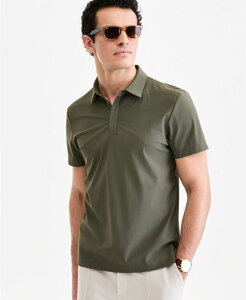 �A���t�@�j �����Y �g�b�v�X �|���V���c ���� Alfani Men'short-Sleeve Grid Texture Polo Shirt Macy's Exclusive Dark Cactus