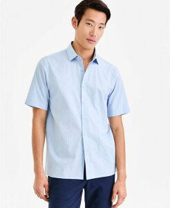 �A���t�@�j �����Y �g�b�v�X �V���c ���� Alfani Men'short-Sleeve Solid Texture Shirt Macy's Exclusive Downpour Blue �u���[