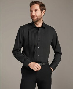 �A���t�@�j �����Y �g�b�v�X �V���c �X�����t�B�b�g �v���[�c Alfani Men'slim Fit Pleatedresshirt Macy's Exclusive Black �u���b�N