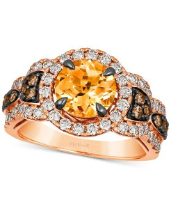 �� ���@�� ���f�B�[�X �A�N�Z�T���[ �����O Le Vian Cinnamon Citrine (1-7/8 ct.w.) & Diamond (1-1/20 ct.w.) Halo Ring in 14k Rose No Color �S�[���h