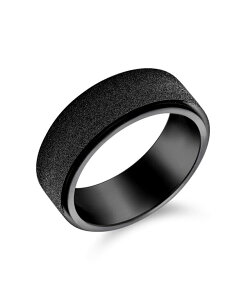 �u�����O ���f�B�[�X �A�N�Z�T���[ Bling Jewelry Plain Titanium Promise Band Ring Beveled Gunmetal Tone Size 6-14 Black a �u���b�N