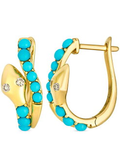 �� ���@�� ���f�B�[�X �A�N�Z�T���[ �s�A�X�E�C�������O Le Vian Turquoise (1-1/50 ct.w.) & Nude Diamond (2/25 ct.w.) Snake Hoop Earrings in 14k Honeyellow Gold �C�G���[