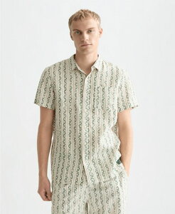 �X�R�b�`�A���h�\�[�_ �����Y �g�b�v�X �V���c �v�����g ���� SCOTCH & SODA Men's Printed Short-Sleeve Shirt Horseshoe stripeggnog �X�g���C�v