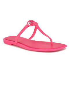 �i�C���E�F�X�g ���f�B�[�X �V���[�Y �T���_�� Nine West Women's Dacota T-Strap Square Toe Flat Sandals Neon Pink �s���N