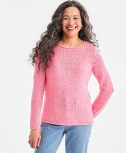 �X�^�C���A���h�R�[ ���f�B�[�X �A�E�^�[ �j�b�g�E�Z�[�^�[ �v�` Style & Co Women's Petite Boat Neck Tape Yarn Sweater Macy's Exclusive Floweringinger