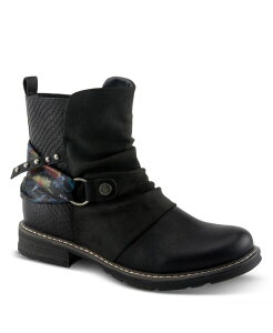 �p�g���V�A ���f�B�[�X �V���[�Y �u�[�c�E���C���u�[�c �t�����[�� �t�����[ Patrizia Women �f s GOSSIFLEUR Floral Moto-Inspired Boots with Stud Accents and faux fur Lining Black �u���b�N