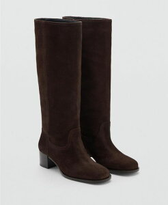 �}���S ���f�B�[�X �V���[�Y �u�[�c�E���C���u�[�c �X�G�[�h �q�[�� MANGO Women's Heel Suede Boots Dark Brown �u���E��