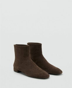 �}���S ���f�B�[�X �V���[�Y �u�[�c�E���C���u�[�c �X�G�[�h �A���N�� MANGO Women's Round Toe Suede Ankle Boots Dark Brown �u���E��