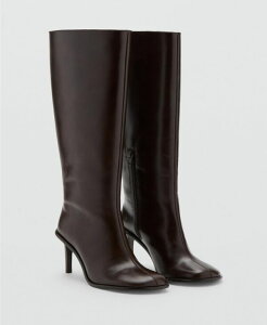 �}���S ���f�B�[�X �V���[�Y �u�[�c�E���C���u�[�c ���U�[ �q�[�� MANGO Women's Higheeleather Boots Dark Brown �u���E��